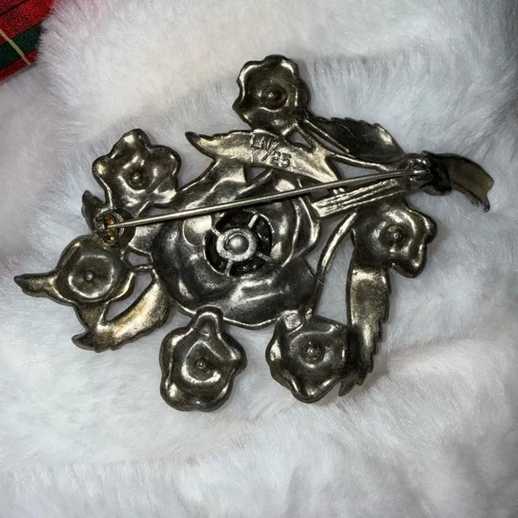 Little Nemo Flower Bunch Amber Rhinestone Bouquet LN/25 Vintage Silver Tone - Picture 3 of 12